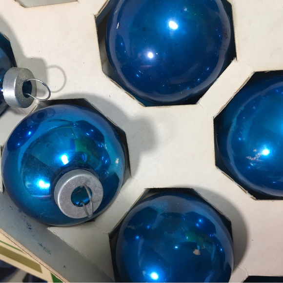 Vintage Pyramid  & Holly Blue Glass Decorative Christmas Ball Ornaments 53 total - Picture 7 of 10
